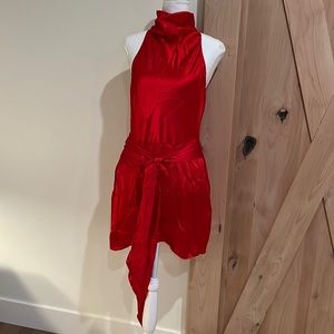 Silk red cocktail dress